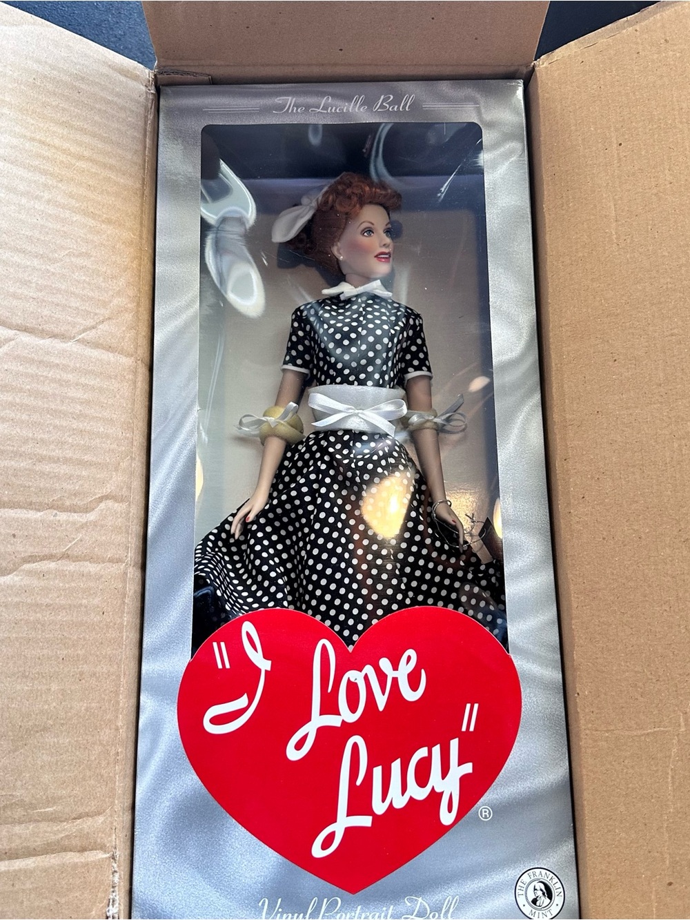 VTG Franklin Mint I Love Lucy Lucille Ball Vinyl Portrait Doll 16" Boxed NIB